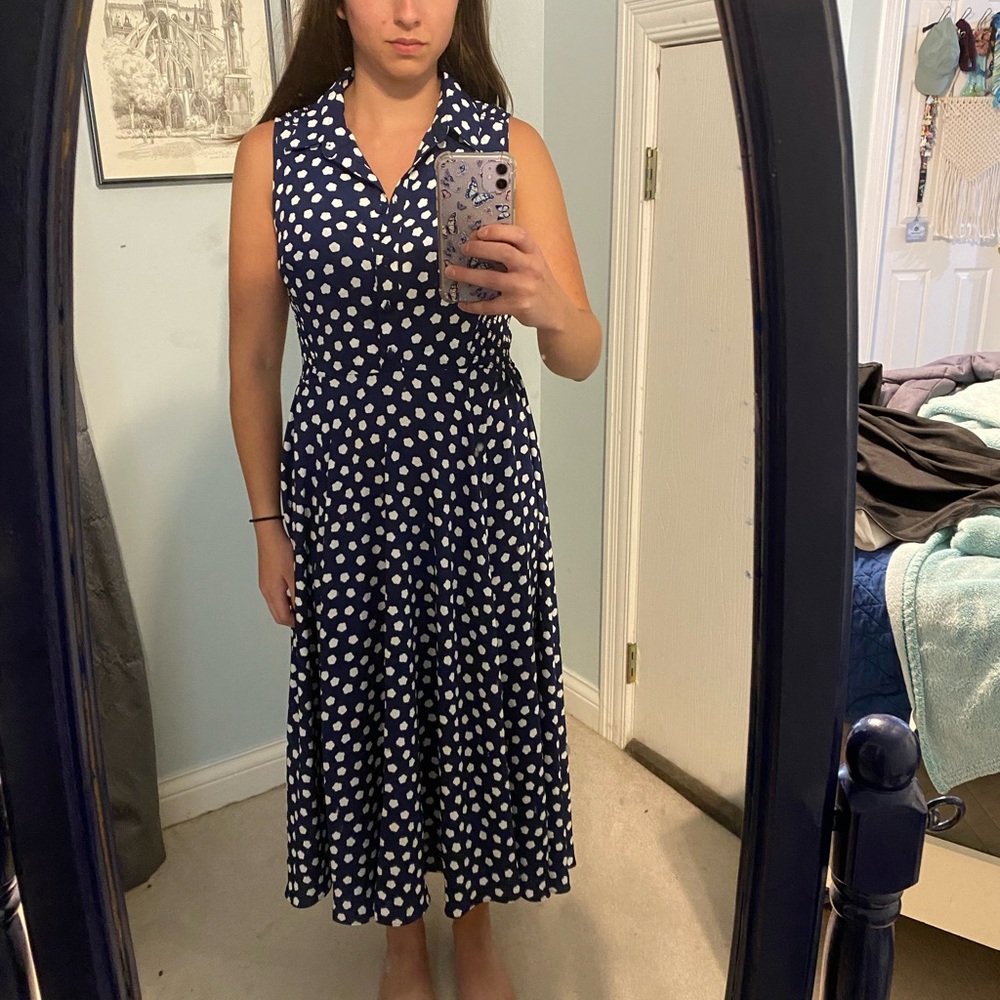Kate Spade floral dot dress (navy & white)